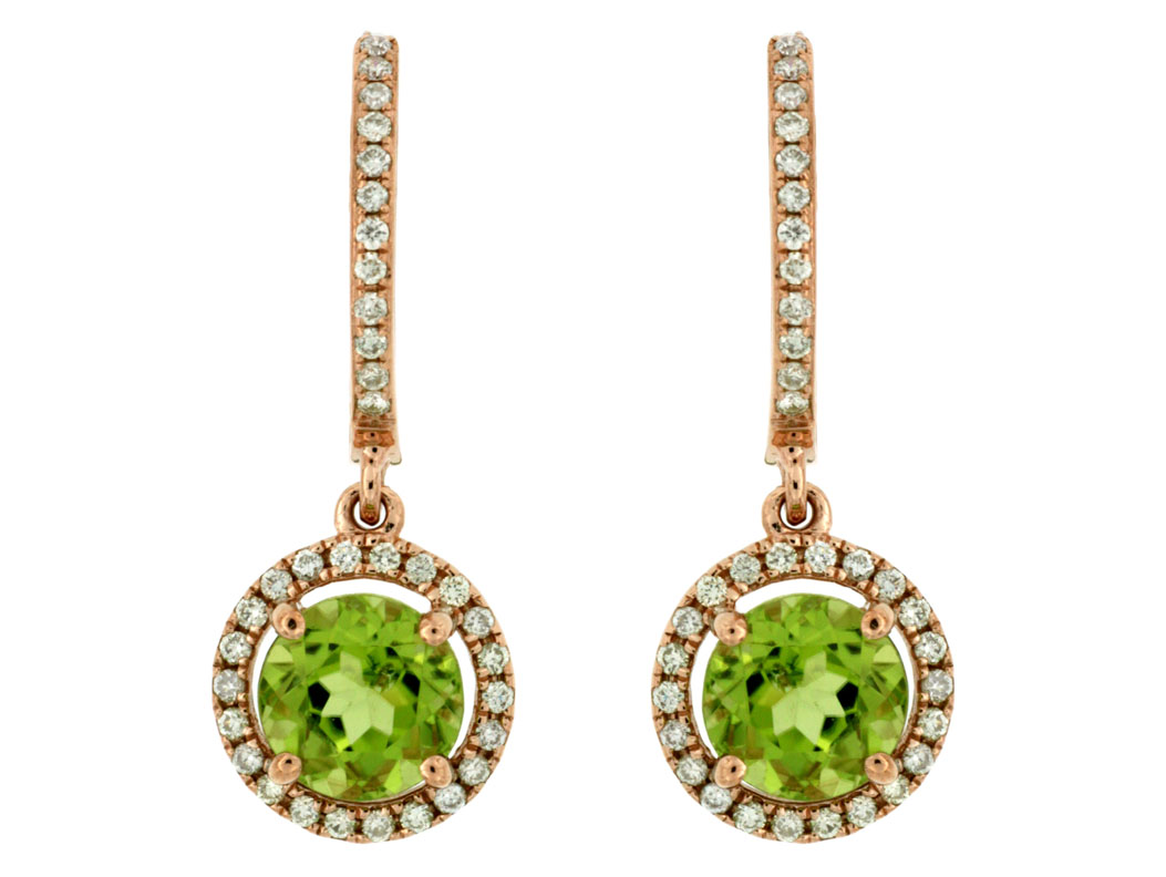 Peridot Gemstone Eragem Peridot Studs Gold Earrings Round Peridot - Main Image
