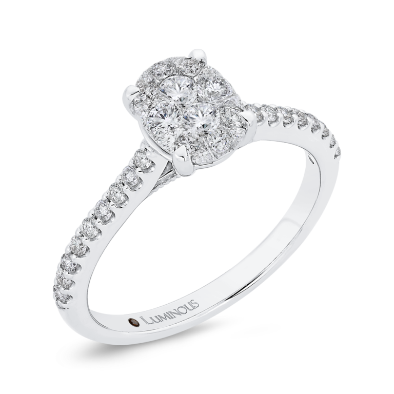 WHITE GOLD OVAL CLUSTER DIAMOND ENGAGEMENT RING Nelson's Jewelers